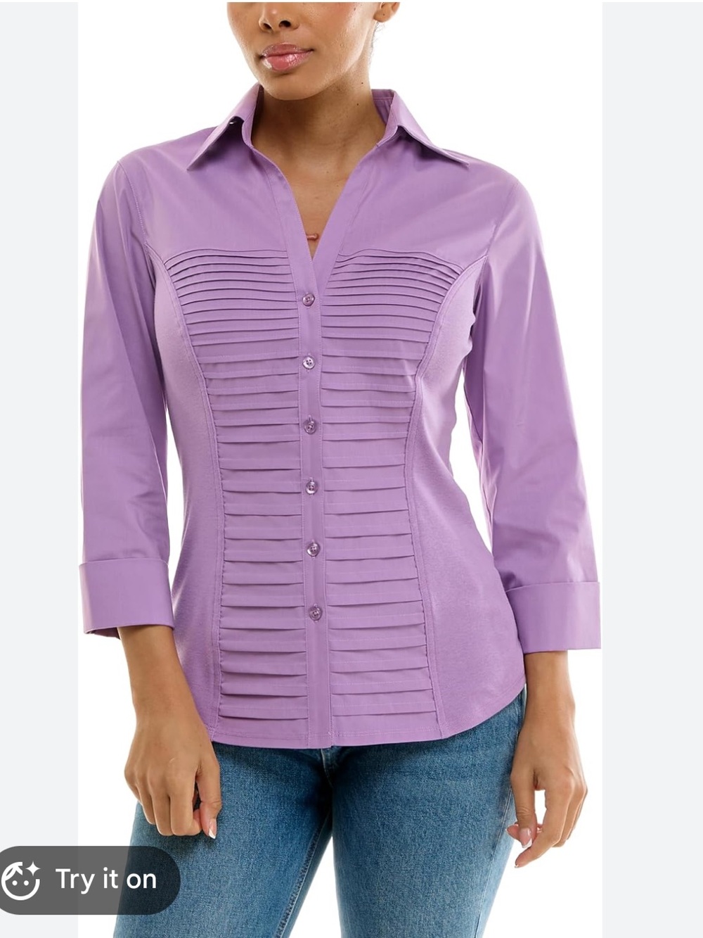 NWT Zac & Rachel 3/4 Cuff Sleeve Button-Down Blouse Size M